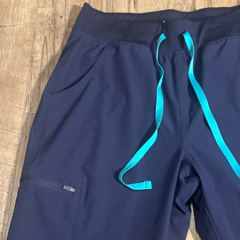 Figs Technical Collection Men's Navy Joggers with Teal Accents - Size M Tall
